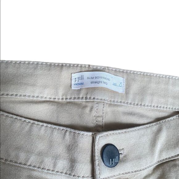 J Jill Straight Fit Slim Boyfriend Pants Khaki Size 8 - Picture 2 of 3